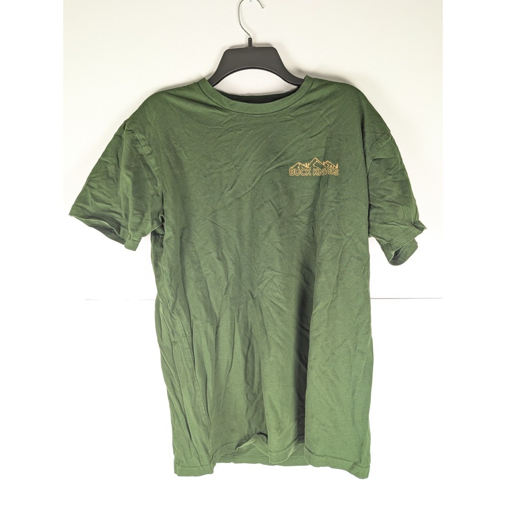 Buck Wear Mens Deer Camp Graphic T-Shirt Green Short Sleeve Large